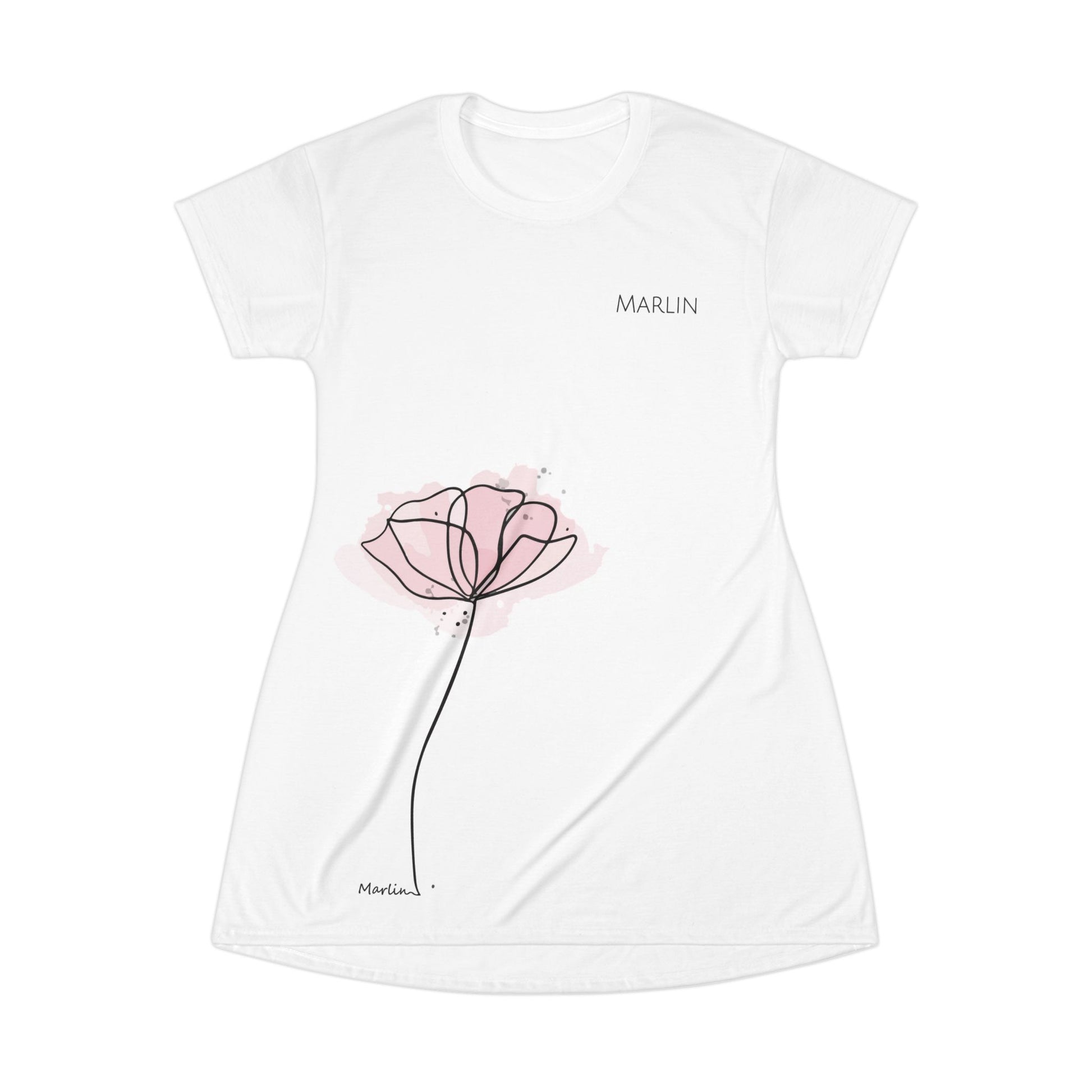 Floral Artwork T-Shirt Dress