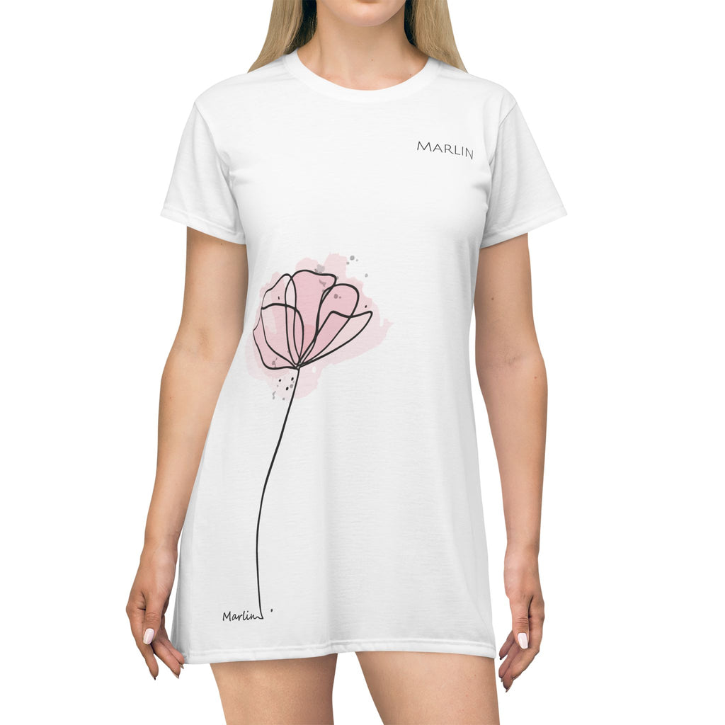 Floral Artwork T-Shirt Dress